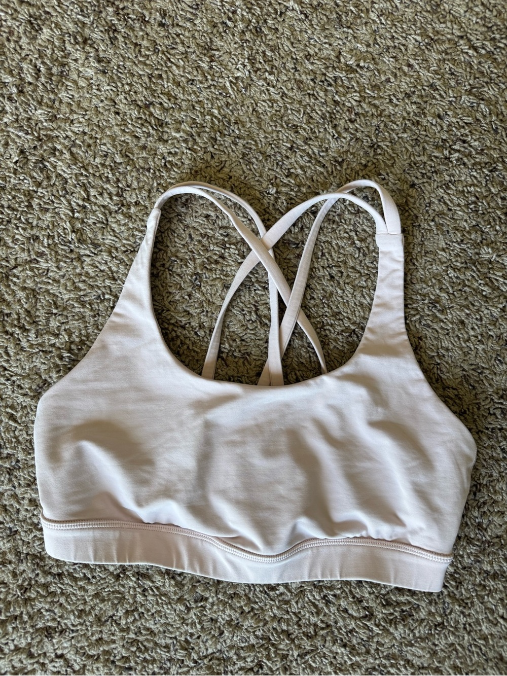 lululemon athletica pink energy bra Pale Pink Strappy Sports Bra, 8